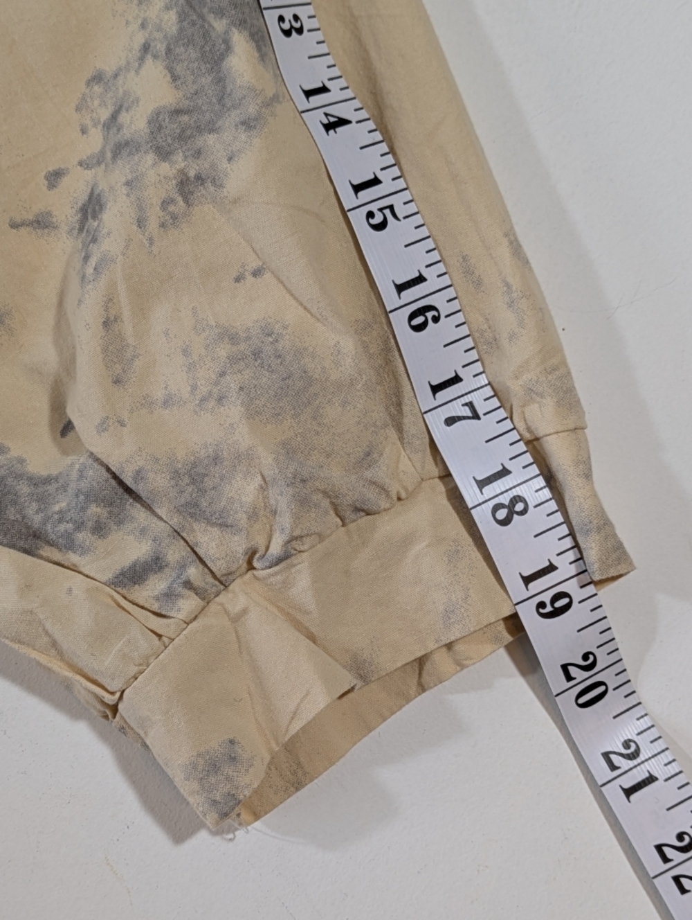 Lightweight Cotton Ruffle Robe Beige & Slate Blue Pattern Tie Front Large - Picture 11 of 15